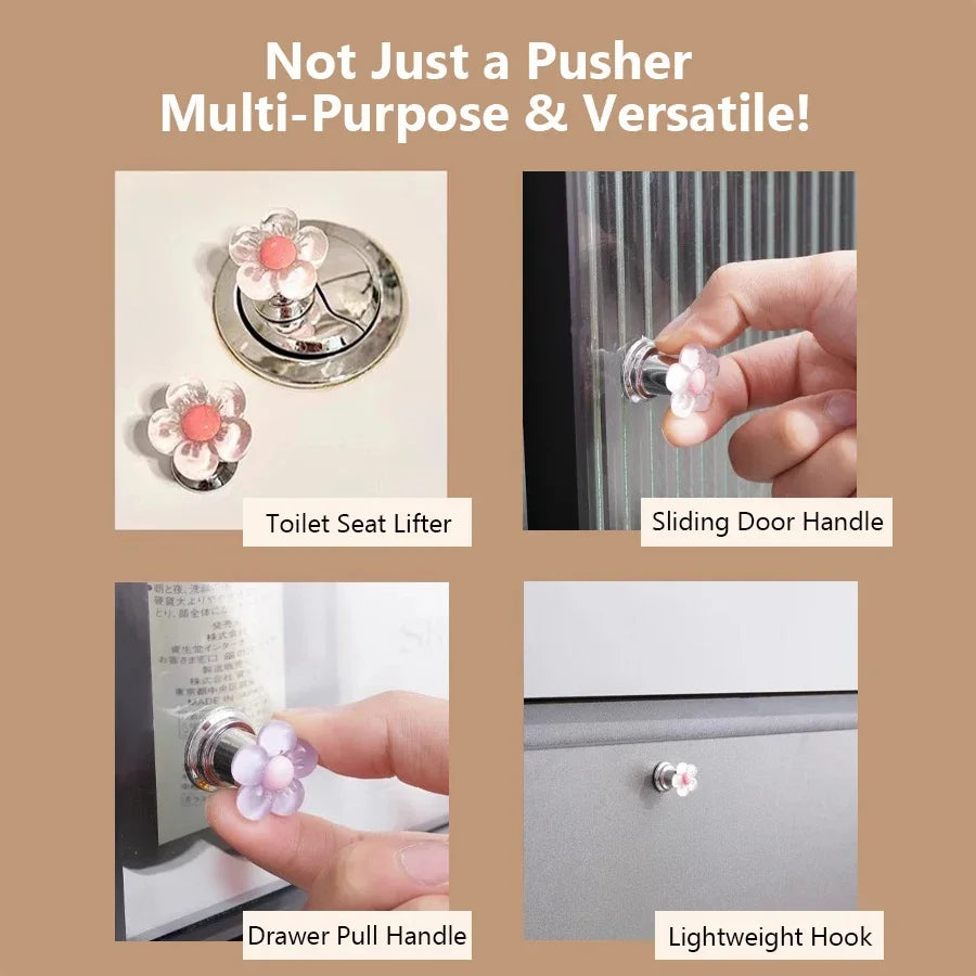 Cute Flower Toilet Flush Button, Long Nails & Manicure Friendly, Easy Push Lever, Press Handle for Bathroom Tank, 2Pcs