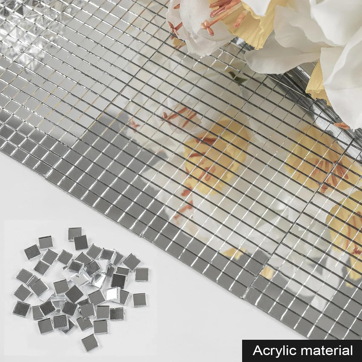 Disco Ball Tiles, 5 x 5 mm Self-Adhesive Acrylic Mirror Tiles, Peel and Stick Mosaic for DIY Disco Ball, Art Collage