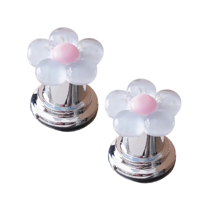 Cute Flower Toilet Flush Button, Long Nails & Manicure Friendly, Easy Push Lever, Press Handle for Bathroom Tank, 2Pcs