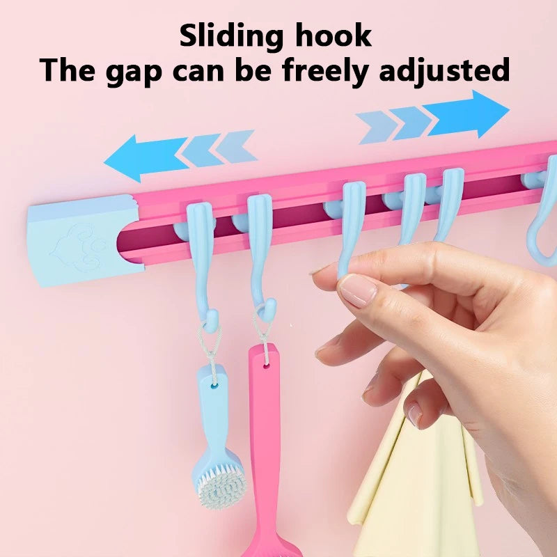 Non Perforated Sliding Rail Hooks Dopamine Sliding Hooks Kitchen Storage Hook Door Storage Hooks Household Shelf Universal Hooks